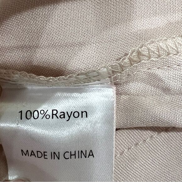 Apricot Cottagecore Smocked Tiered Midi Dress Short Sleeve Peachy Tan Medium NWT - Picture 12 of 16